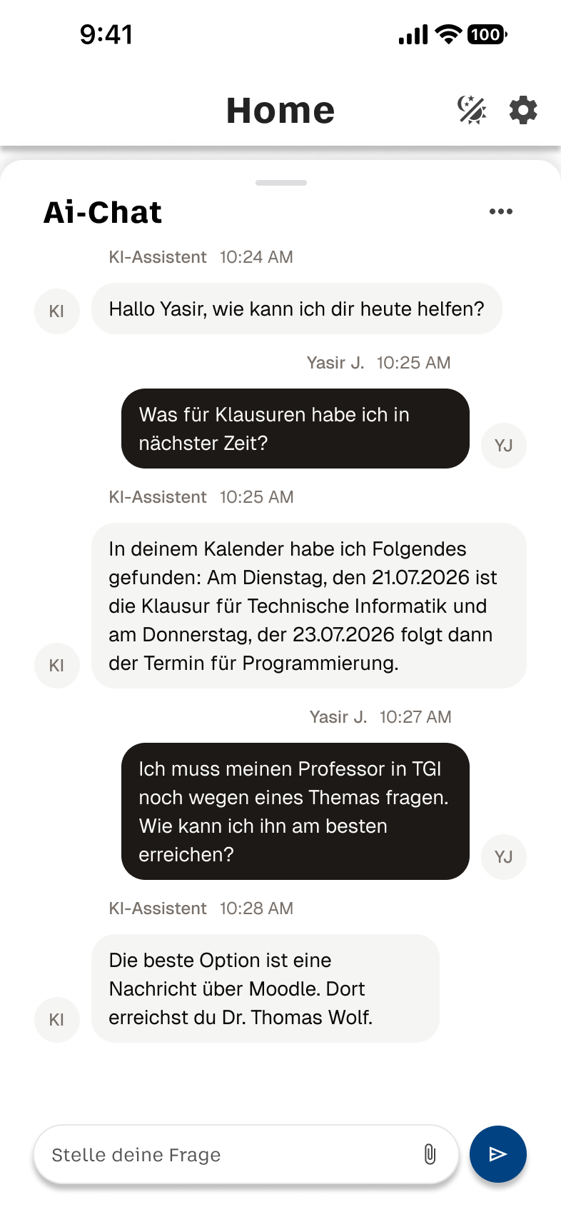 Dashboard mit geöffnetem AI-Chat.